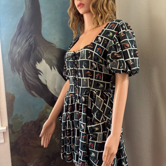 Cute Fish Puff Sleeves Farm Chores Mini Dress w/ Pockets  FASHION BRAND COMPANY - Picture 5 of 9